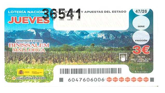 Décimo 36541 del sorteo 47-11/06/2026 Jueves